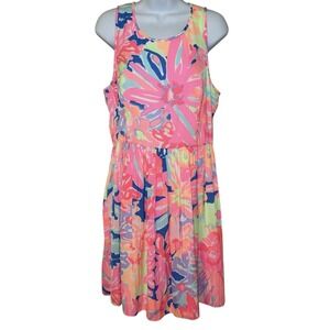 Lilly Pulitzer Kassia Fit N' Flare Playa Hermosa Dress Women's Sz 10 Pink Floral